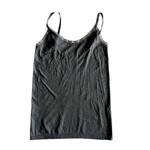 Lebody Camisole  Tank Shapewear Adjustable Straps Lace Neckline Dk Gray XL